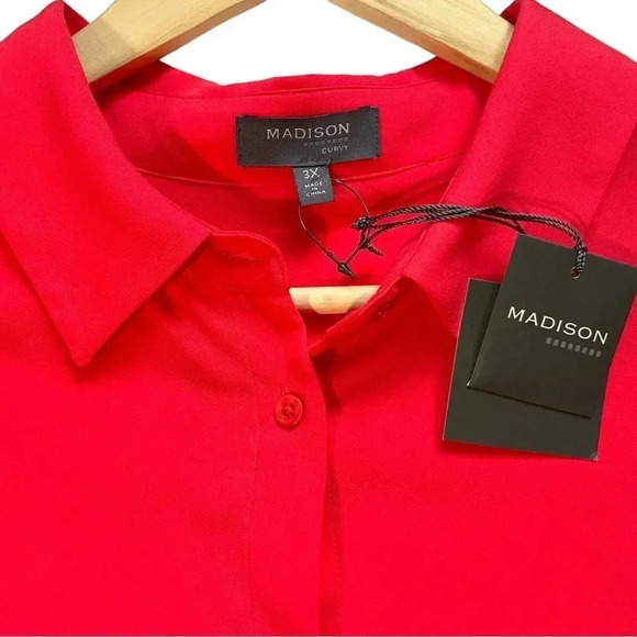 NWT Madison Curvy Button Front Plus Size Blouse - Picture 2 of 4
